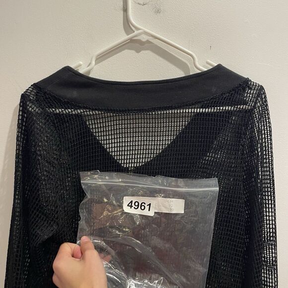 Emilio Pepe Ray Black Mesh Zip-up Jacket Size S Bomber Witchy Y2K Artsy Sheer - Picture 11 of 11